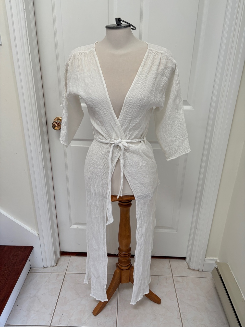 White Lightweight Gauze Maxi Cover-Up one size